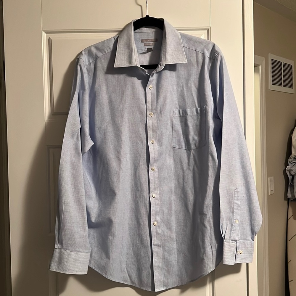 Van Heusen Blue Fitted Dress Shirt (16.5, 34/35)